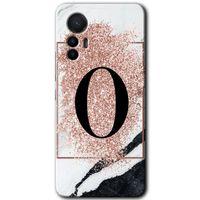 Xiaomi Mi 12 Lite HD Baskılı Kılıf + 9D Tam Ekran Koruyucu - Pembe Mermer Desenli O Harfi