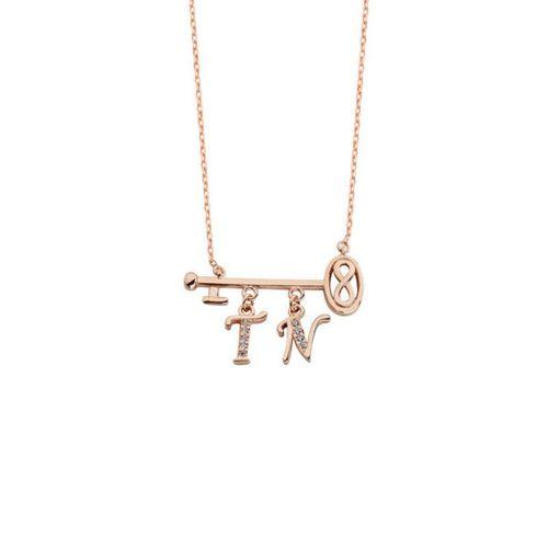 Harfli Sonsuz Aşkın Anahtarı Gümüş Kolye GMS1407