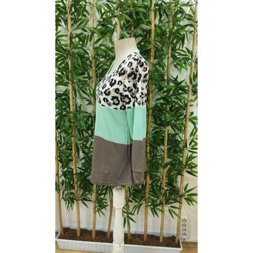 Kadın Uzun Kollu V Yakalı Leopar Baskılı şardonlu Dalgıç Bluz