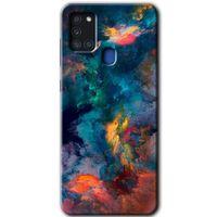 Samsung Galaxy A21s Kılıf Baskılı Kapak - Color Storm +Tam Kaplayan Mat Seramik