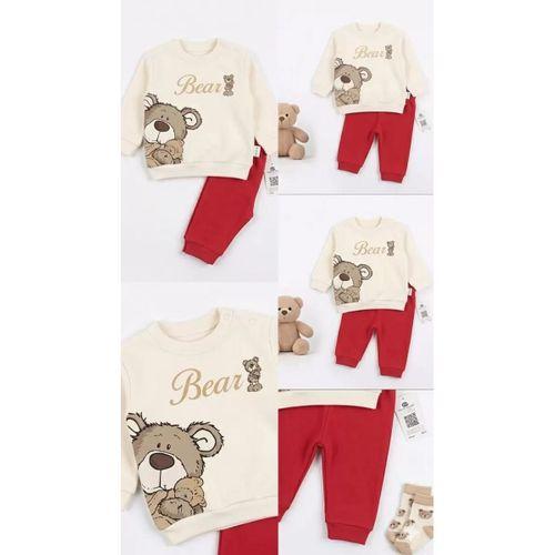 6/18 Ay Ayıcık Sırt Baskılı Bebek Takımı