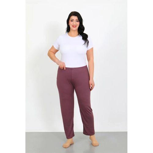 Kadın Büyük Beden Mürdüm Tek Alt Pijama