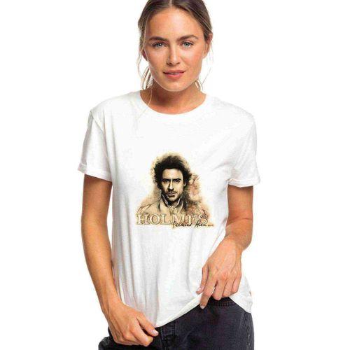 Sherlock Holmes Oldpaper Baskılı Beyaz Kadın Tshirt