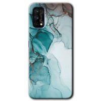 MRCİLETİSİM Realme 7 Pro Kılıf Baskılı Kapak - Buzul Mermer + 5D Tam Kaplayan Cam