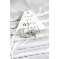 Pirinç Gümüş Renk 6 Çift Kadın Küpe Seti