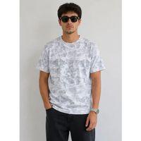 Erkek Batik Desenli Tişört Bisiklet Yaka Kısa Kol Regular Fit T-shirt - Gri