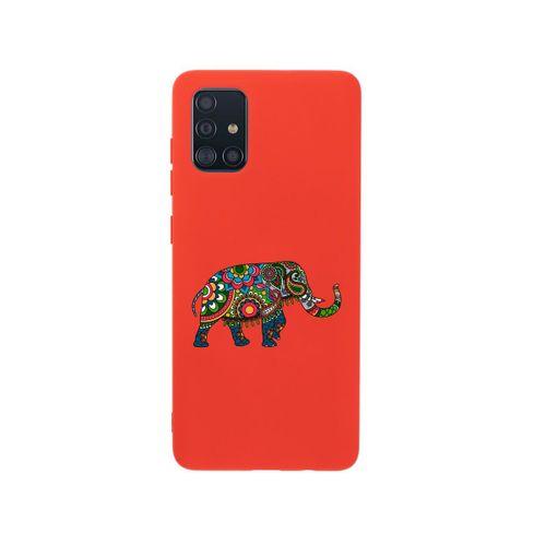 Samsung A51 Mandala Fil Desenli Premium Silikonlu Kırmızı Telefon Kılıfı