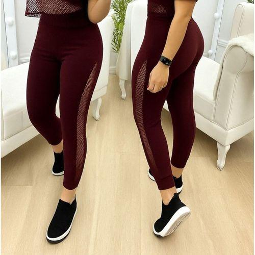 Kadın Yüksek Bel File Detaylı Dar Kesim Viskon Iki Iplik Pantolon