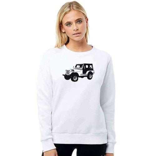 Silhouette Jeep Baskılı Beyaz Kadın Sweatshirt
