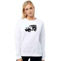Silhouette Jeep Baskılı Beyaz Kadın Sweatshirt