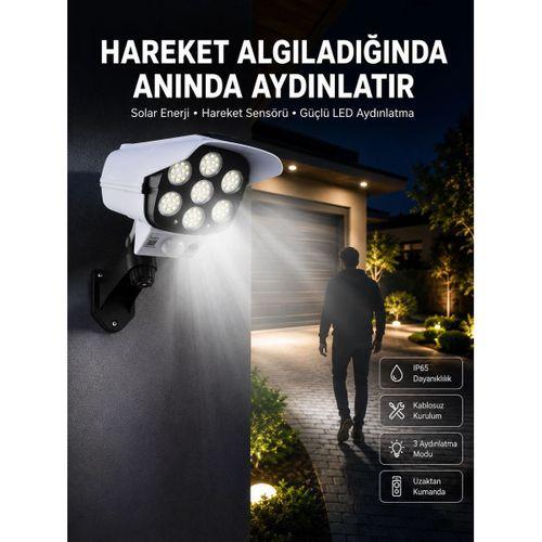 Solar Bahçe Lambası Uzaktan Kumandalı Kamera Görünümlü Hareket Sensörlü