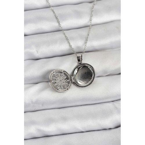 316L Çelik Zincir Gümüş Renk Kutup Yıldızı Kapaklı Model Kadın Kolye