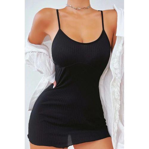Kadın Siyah Kaşkorse Ince Askılı Şık Gecelik