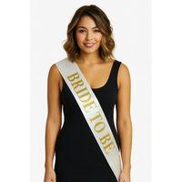 Beyaz Saten Üzerine Kalın Altın Bride To Be Kuşağı