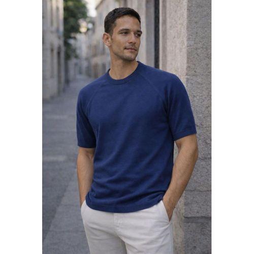 Beckett Reglan Kol İnce Triko Kısa Kollu Erkek T-Shirt - Lacivert