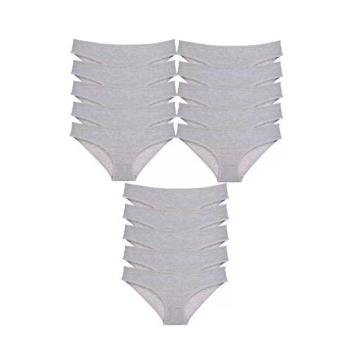 15 Adet Süper Eko Set Likralı Kadın Slip Külot Gri