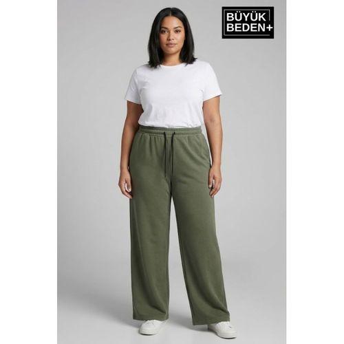 Kadın Büyük Beden Bol Paça  Yüksek Bel Lastikli Salaş Eşofman Altı SPR26BEA988