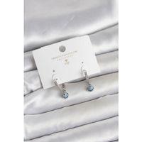 Minimal Nazarlı Model Gümüş Renk Zirkon Taşlı Kadın Küpe