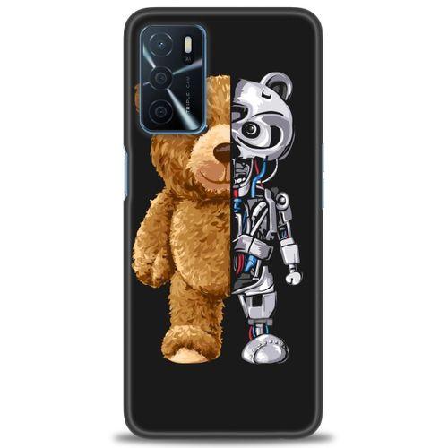Oppo A16 Kılıf HD Baskılı Kılıf - Ayı ve İskeleti + Tam Ekran Koruyucu