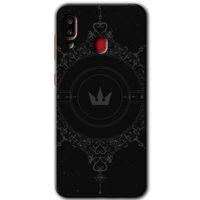 MRCİLETİSİM Samsung Galaxy A30 Kılıf Baskılı Kapak - Siyah Mandala 1 +Tam Kaplayan Mat Seramik