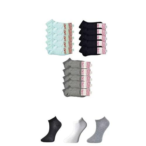 Siyah Gri Ve Beyaz Kadın Bilek Çorap 15 Çift