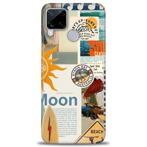 Realme C15 Kılıf HD Baskılı Kılıf - Moon + Tam Ekran Koruyucu