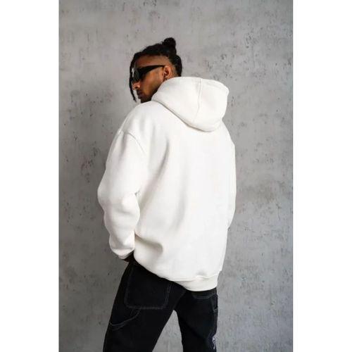 3 İplik Kapşonlu Sweatshirt Hoodie - Beyaz
