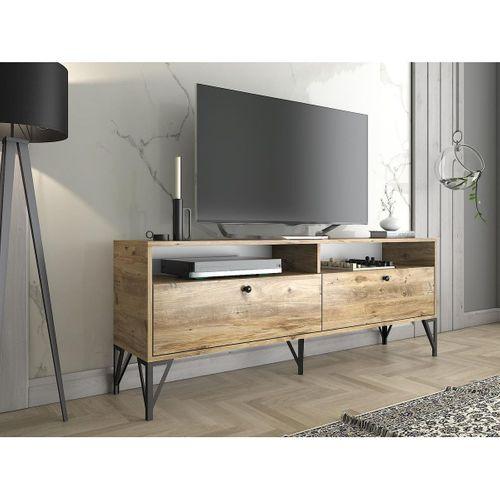 Wood'n Love Astreo 160 Cm Metal Ayaklı Tv Ünitesi - Atlantik Çam / Siyah