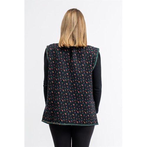 Kolsuz Meryem Çift Taraflı Cepli Pazen Kışlık Yelek Siyah/Mor Syh/Mr