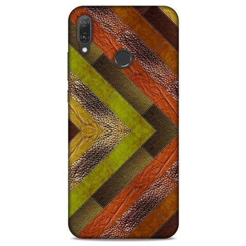 Huawei Y9 2019 Kılıf Patchwork (10) Full Koruma Kılıfı Yeşil Turuncu
