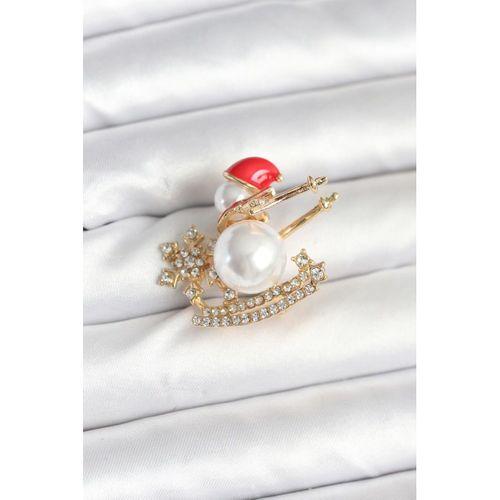 Kızaklı Kardan Adam Model Yılbaşı Temalı Broş