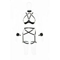 Siyah Harness Takım Deri Jartiyerli Boyunluk Detaylı - Brf1189