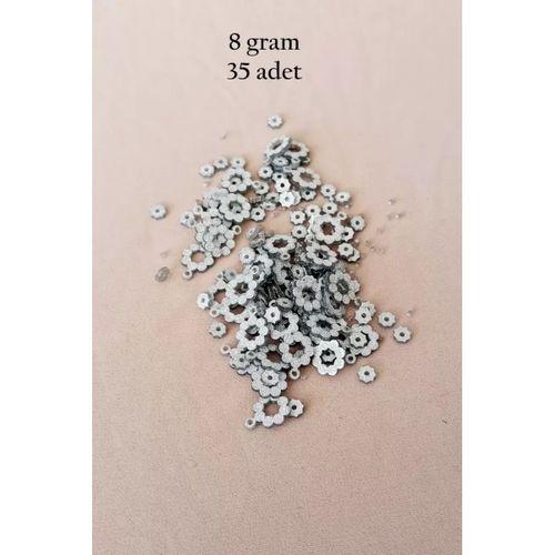 Oya Abiye Bileklik Kolye Pleksi Metalik Plastik Pul Gümüş Renk 8 gram 35 adet - BNC501