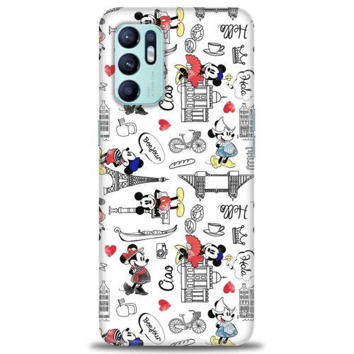 Oppo Reno 6 Kılıf HD Baskılı Kılıf - Mickey Şehirde + Tam Ekran Koruyucu