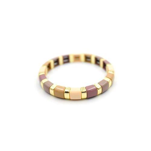 Lastikli Porselen Bilezik - Kahverengi