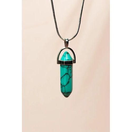 Turkuaz Doğal Taşı Zincirli El Yapımı Kolye Uç: 3 cm Zincir: 20 cm Kutulu