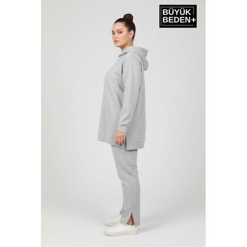 Büyük Beden Kapşonlu Tunik Sweatshırt SPR26BTK991