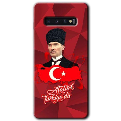 Potkal Hediye Fabrikası Samsung Galaxy S10 HD Baskılı Kılıf + 9D Tam Ekran Koruyucu - Atatürkiye