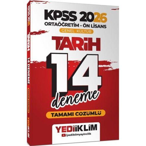 2026 KPSS Ortaöğretim Ön Lisans Genel Kültür Tarih Tamamı Çözümlü 14 Deneme Yediiklim Yayınları