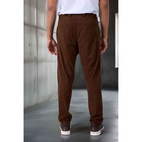 Roy Regular Fit Beli Lastikli Fitilli Kadife Kumaş Fermuarlı Jogger Erkek Pantolon - Kahve