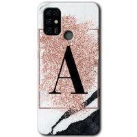 Casper Via F20 Kılıf HD Desen Baskılı Arka Kapak - Pembe Mermer Desenli A Harfi