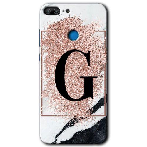 Honor 9 Lite Kılıf HD Desen Baskılı Arka Kapak - Pembe Mermer Desenli G Harfi