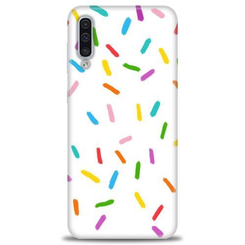 Samsung Galaxy A50 Kılıf HD Baskılı Kılıf - Renkli Konfeti + Tam Ekran Koruyucu