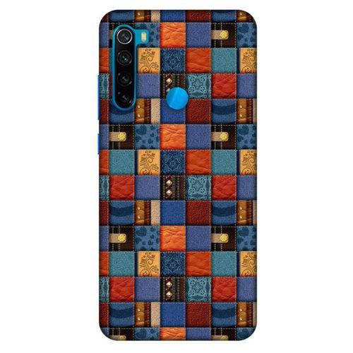 Xiaomi Redmi Note 8 Kılıf Patchwork (16) Kalın Kılıf Turuncu Mavi
