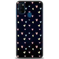 Samsung Galaxy M30S Kılıf HD Baskılı Kılıf - Mini Mini Kalpler + Tam Ekran Koruyucu