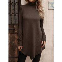 Kadın Uzun Kollu Balıkçı Yaka Asimetrik Kesim Detaylı Yün Viskon Bluz