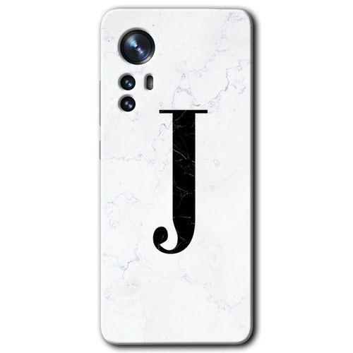 Xiaomi Mi 12 HD Baskılı Kılıf + 9D Tam Ekran Koruyucu - Beyaz Mermer Desenli J Harfi