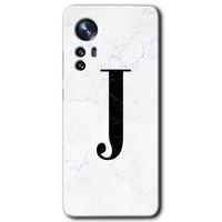 Xiaomi Mi 12 HD Baskılı Kılıf + 9D Tam Ekran Koruyucu - Beyaz Mermer Desenli J Harfi