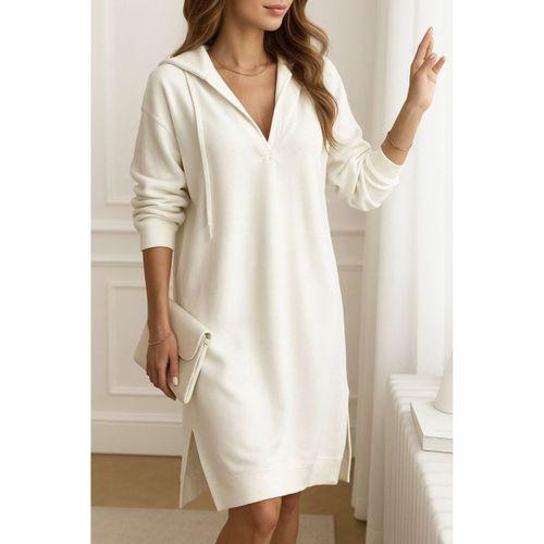 Kadın Uzun Kollu Kapüşonlu Yakası Açık Modal Elbise