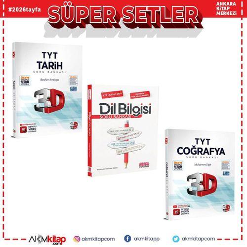 3D Yayınları TYT Coğrafya ve Tarih ile AKM Dil Bilgisi Soru Bankası Seti 3 Kitap